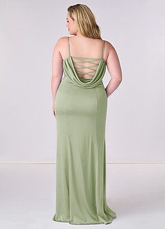 Barbie ♥ Azazie Bridesmaid Dresses Dusty Sage Mermaid Corset Stretch Satin Dress image7