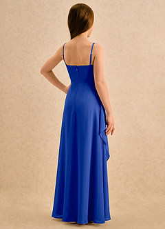 Azazie Cannoli Girls Formal Robe Demoiselle D'honneur Fillette Robe Trapèze en Mousseline de soie Plissée Bleu Roi image2