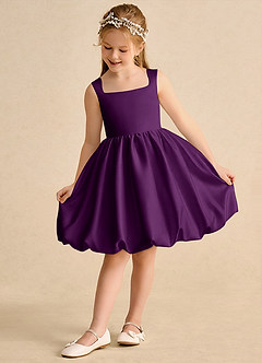 Azazie Nirvana Robe Demoiselle D'honneur Fillette Robe Princesse en Mat Satiné Rayé Grain De Raisin image3