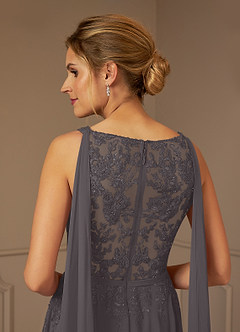 Azazie Joules Mother of the Bride Dresses Steel Grey A-Line Sequins Chiffon Dress image8