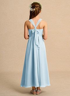 Azazie Tater Junior Formal vestidos de niña de las flores Vestido de Azul Cielo de Gasa de Corte En A con Plisado image2