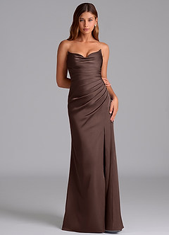 Azazie Claudelle Bridesmaid Dresses Ganache Mermaid Strapless Stretch Satin Dress image6