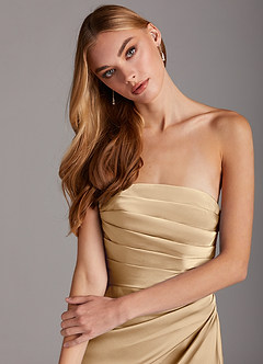 Azazie Lexie Final Sale Champagne Sheath Strapless Stretch Satin Convertible Dress image6