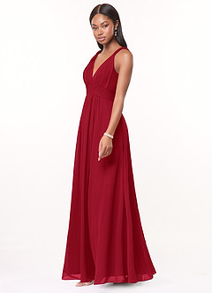 Azazie Maren Bridesmaid Dresses Scarlet A-Line Pleated Chiffon Dress image3
