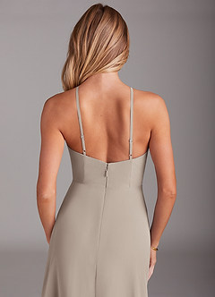 Azazie Bailey Brautjungfernkleider A-Linie Halter Seitenschlitz Chiffon Kleid Frost image8