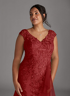 Azazie Melena Mother of the Bride Dresses Rust Mermaid Lace Tulle Dress image12