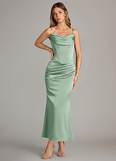 Azazie Sorrel Suknie dla druhen Syrena Gorset Satyna elastyczna Długość kostki Sukienka image5