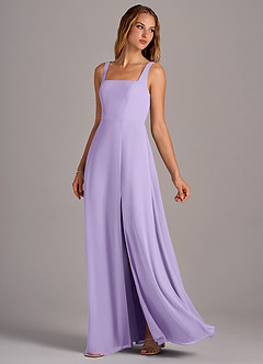 Azazie Debra Bridesmaid Dresses Lilac A-Line with Pockets Chiffon Convertible Dress image2
