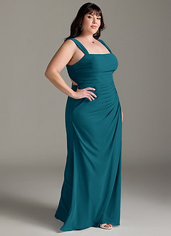 Azazie Jesaphine Bridesmaid Dresses Ink Blue Sheath Bow Chiffon Dress image10