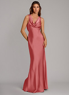 Azazie Cheryl Bridesmaid Dresses Antique Rose Mermaid Stretch Satin Dress image5