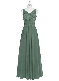Azazie Pierrette Brautjungfernkleider A-Linie Plissee Chiffon Kleid Eukalyptus image7