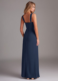 Azazie Denice Bridesmaid Dresses Dark Navy Sheath Pleated Chiffon Dress image6