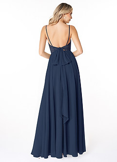 Azazie Gracie Final Sale Dark Navy A-Line Pleated Chiffon Dress image2