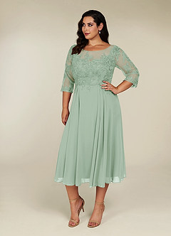Azazie Marge Mother of the Bride Dresses Agave A-Line Scoop Lace Chiffon Dress image7