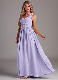 Azazie Kingsley Bridesmaid Dresses Lilac A-Line Lace Chiffon Dress image4