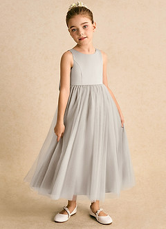 Azazie Solia Flower Girl Dresses Frost Ball-Gown Bow Tulle Dress image4