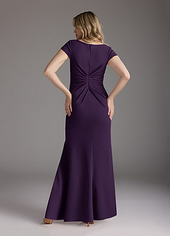 Azazie Tana Mother of the Bride Dresses Plum Mermaid V-Neck Pleated Stretch Crepe Dress image5