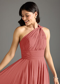 Azazie Charlize Bridesmaid Dresses Antique Rose A-Line One Shoulder Chiffon Dress image5