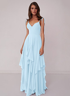 Barbie ♥ Azazie Bridesmaid Dresses Sky Blue A-Line Bow Chiffon Dress image4