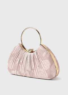 front Matching Color Floral Burnout Pleated Handbag