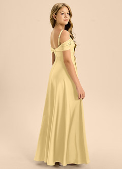 Azazie Rowena Junior Robe Trapèze en Satin extensible Arc Beurre image2