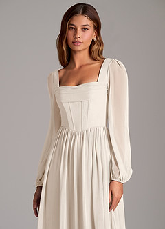 Azazie Maree Bridesmaid Dresses White Alabaster A-Line Corset Chiffon Dress image7