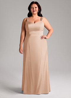 Azazie Denice Robes de demoiselle d'honneur Robe Fourreau en Satin extensible Plissée Rose Perle image8