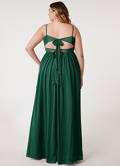 Azazie Zeya Bridesmaid Dresses Emerald A-Line V-Neck Pleated Chiffon Dress image7