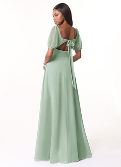 Azazie Alani Bridesmaid Dresses Agave A-Line Square Neckline Chiffon Dress image2