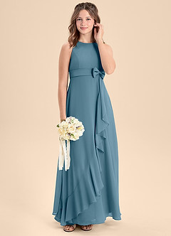 Azazie Lilenne Junior Bermuda A-Line Bow Chiffon Dress image3