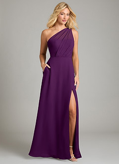 Azazie Phaedra Bridesmaid Dresses Grape A-Line One Shoulder Chiffon Dress image9