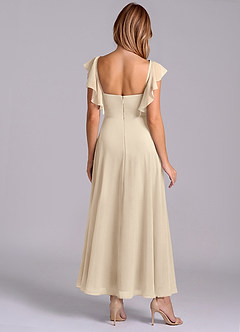 Azazie Leilani 신부 들러리 드레스 A라인 셔링 쉬폰 발목 길이 드레스 image2