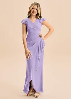 Azazie Julie Junior Meerjungfrau-Linie Gestreift Chiffon Kleid Flieder image1