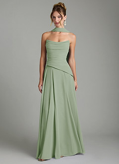 Azazie Gabriela Bridesmaid Dresses Dusty Sage A-Line Corset Chiffon Dress image1