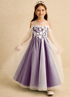 Azazie Zimi Flower Girl Dresses Grape Ball-Gown Sweetheart Neckline Tulle Dress image7