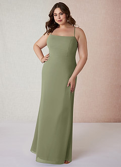 Azazie Tayla Bridesmaid Dresses Pistachio Sheath Square Neckline Chiffon Dress image6