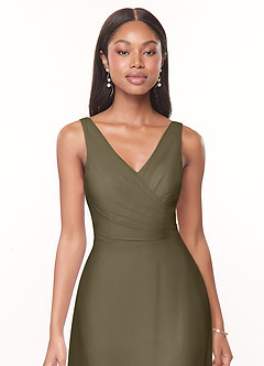 Azazie Nala Bridesmaid Dresses Willow Green A-Line Pleated Chiffon Dress image4