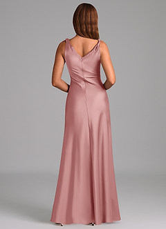 Azazie Nerine Bridesmaid Dresses Dusty Rose A-Line Pleated Stretch Satin Dress image5