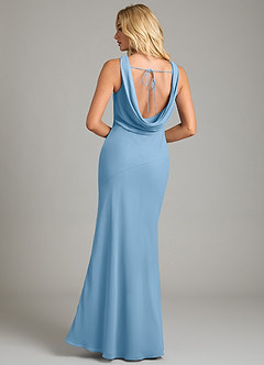 Azazie Rylina Bridesmaid Dresses Steel Blue Mermaid Pleated Chiffon Dress image6