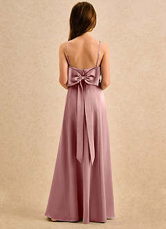 Azazie Chamomile Girls Formal Sukienki dla dziewczynek sypiących kwiaty Linia A Pofałdowany Satyna elastyczna Długość podłogi Sukienka image5