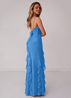Barbie ♥ Azazie Jurken voor bruidsmeisjes Jurk van Chiffon met Kolom Boog Blauwe Gaai image2