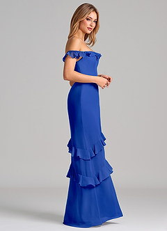 Azazie Marilynn Jurken voor bruidsmeisjes Jurk van Chiffon met Zeemeermin Off the Shoulder Koningsblauw image5