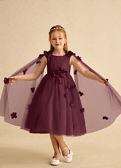 Azazie Staria Abiti da Ragazza di Fiori Abito Principessa in Tulle Increspato Cabernet image4