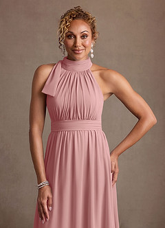 Azazie Antoinette vestidos de madre de la novia Vestido Rosa Polvorienta de Gasa de Corte en A con Plisado image5