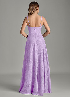 Azazie Amani 신부 들러리 드레스 A라인 주름진 플로럴 번아웃 바닥 길이 드레스 image6