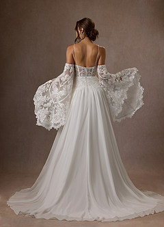 Azazie Rhya Probar vestidos en casa Vestido de Diamante Blanco de Encaje de Corte en A con Vestidos sin tirantes image7