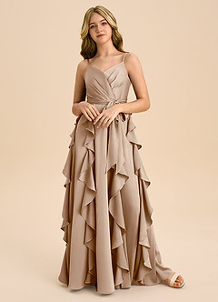 Azazie Peyton Junior Klä av A-Line i Stretch Satin Plisserad image5