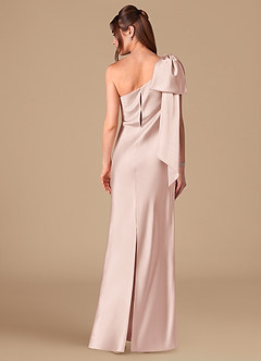 Azazie Capri Brautjungfernkleider Etui One-Shoulder Metallischer Satin Kleid Zartrosa image4