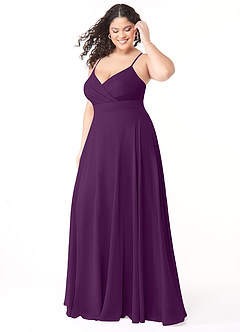 Azazie Avelina Bridesmaid Dresses Grape A-Line V-Neck Pleated Chiffon Dress image8