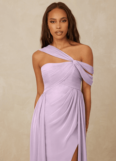 Christian Siriano Bridal for Azazie 1014 Bridesmaid Dresses Frosted Lilac A-Line Off the Shoulder Chiffon Dress image6
